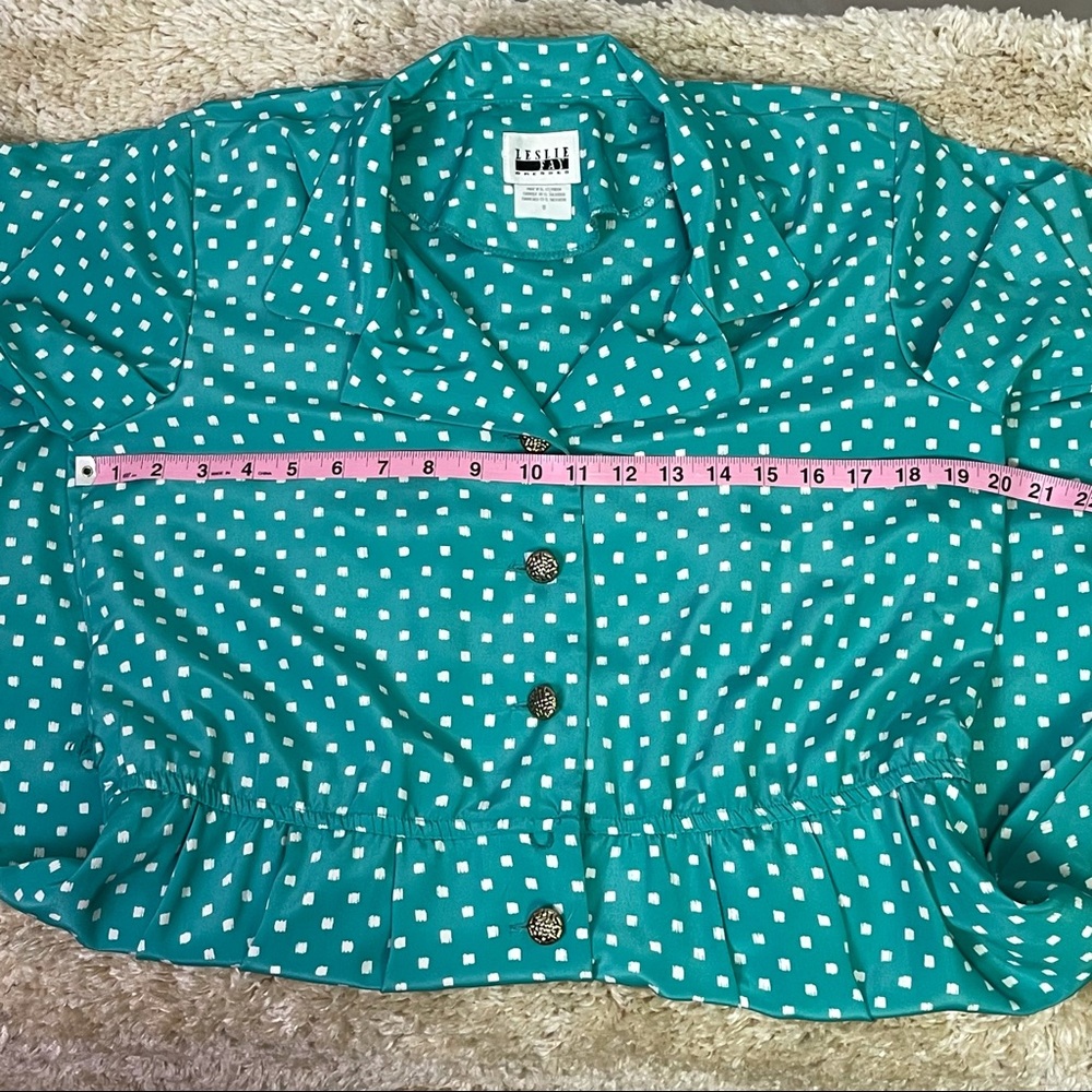 Vintage Leslie Fay Robin’s Egg Blue Dot Dress 8 - Picture 8 of 14